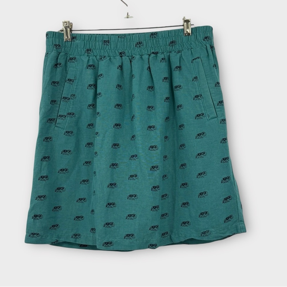 Ann Taylor LOFT Outlet Linen Blend Mini Skirt in Elephant Print Women's Size M